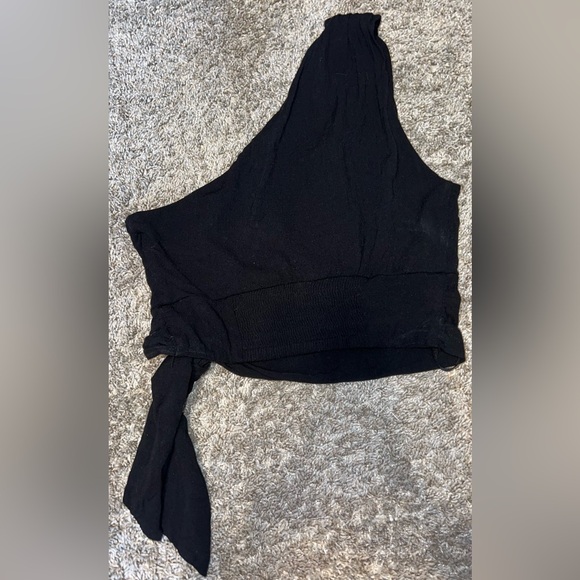 Free People One Shoulder Carmen Crop Top Black Size XS - Picture 5 of 9